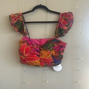 SHEIN Pink Red Fitted Crop Tank Top